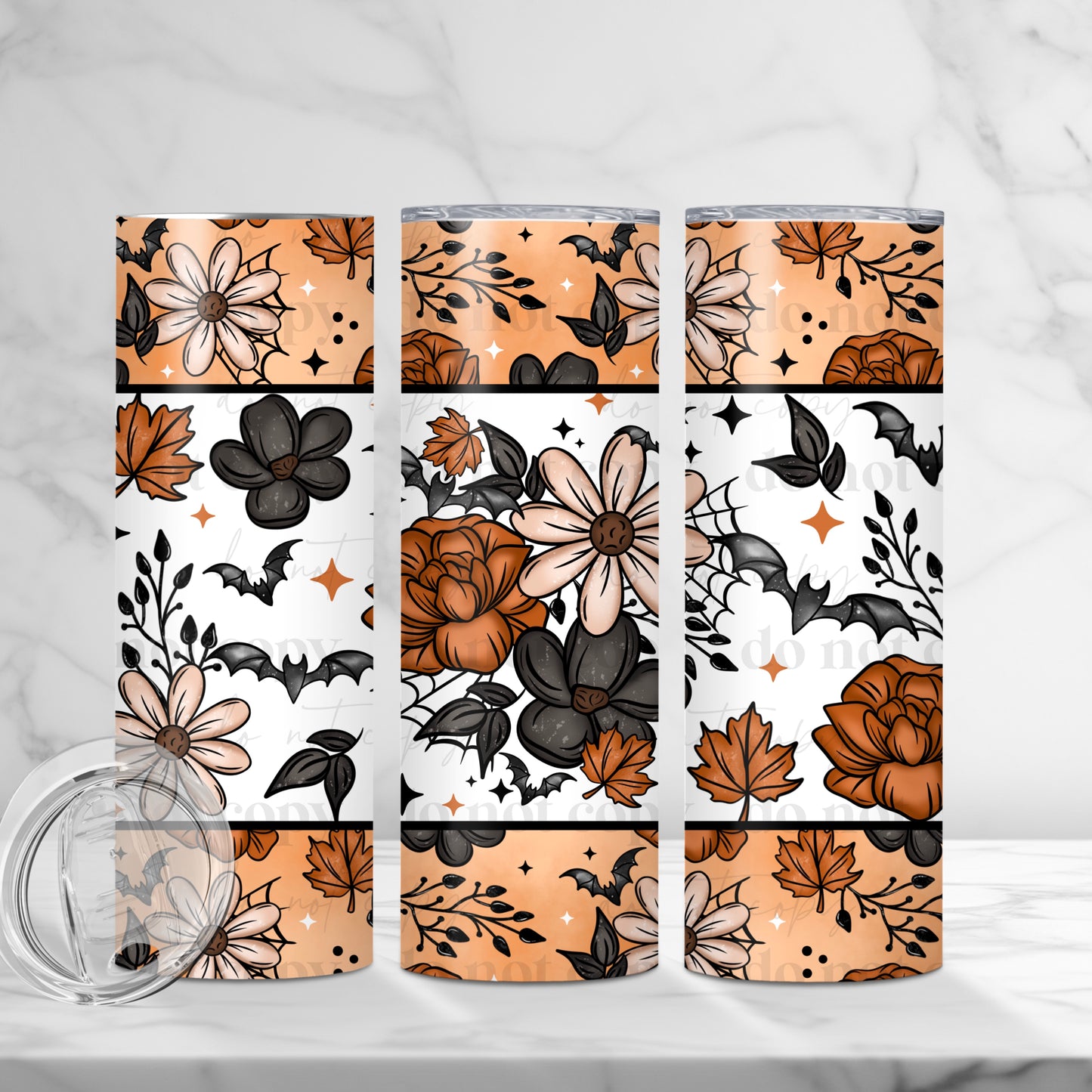Fall Bat Florals 20oz Skinny Tumbler Sublimation Print