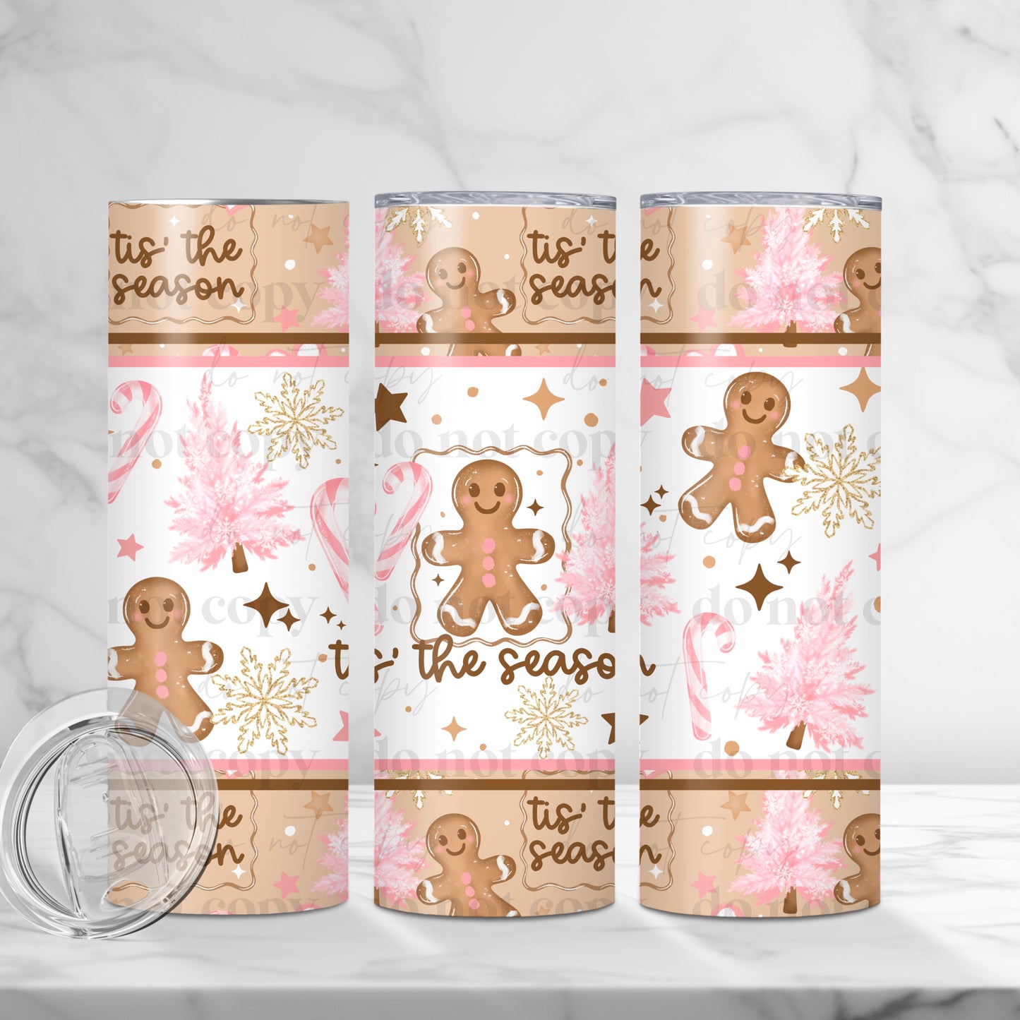 Tis The Season Gingerbread 20oz Skinny Tumbler Sublimation Print