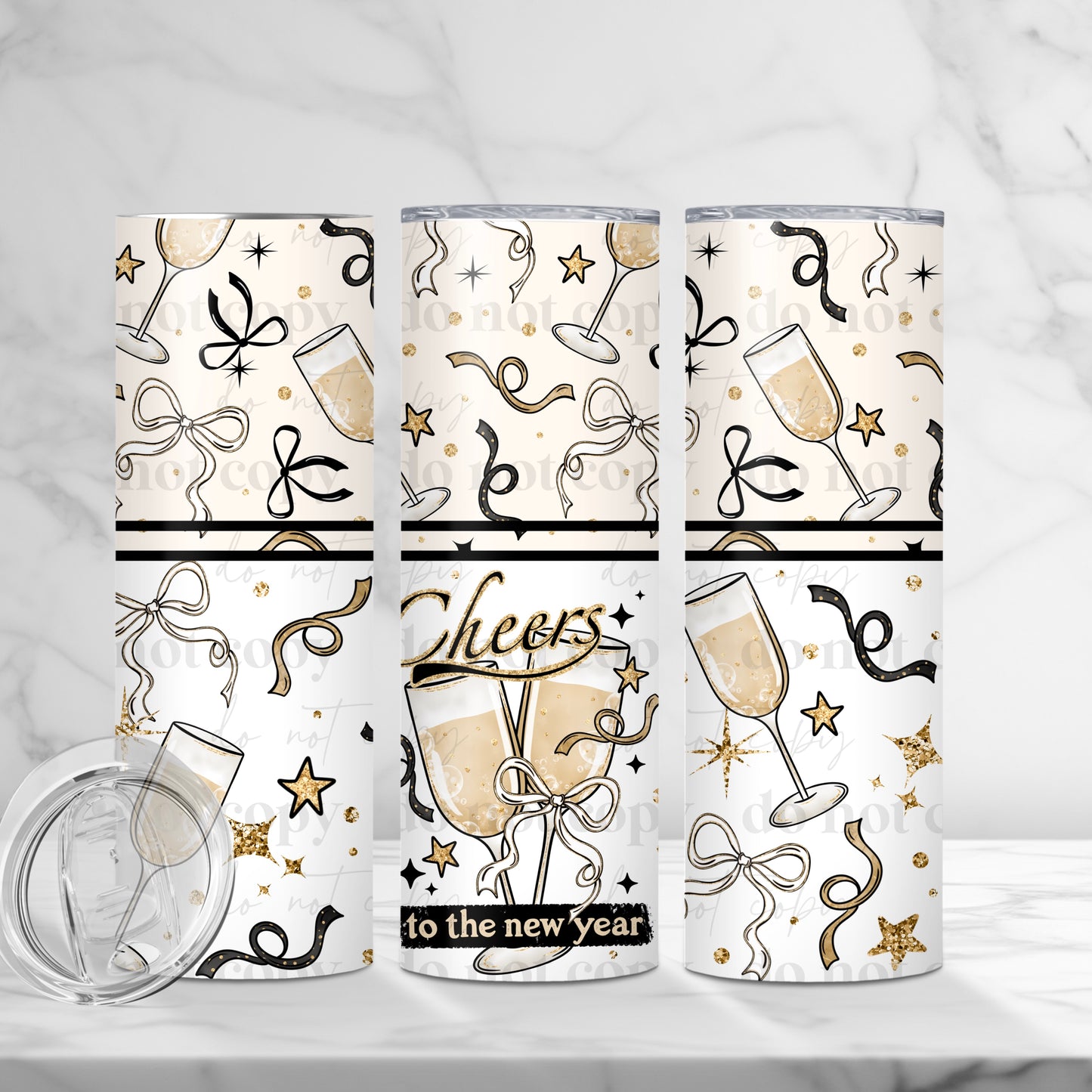 Cheers To The New Year 20oz Skinny Tumbler Sublimation Print