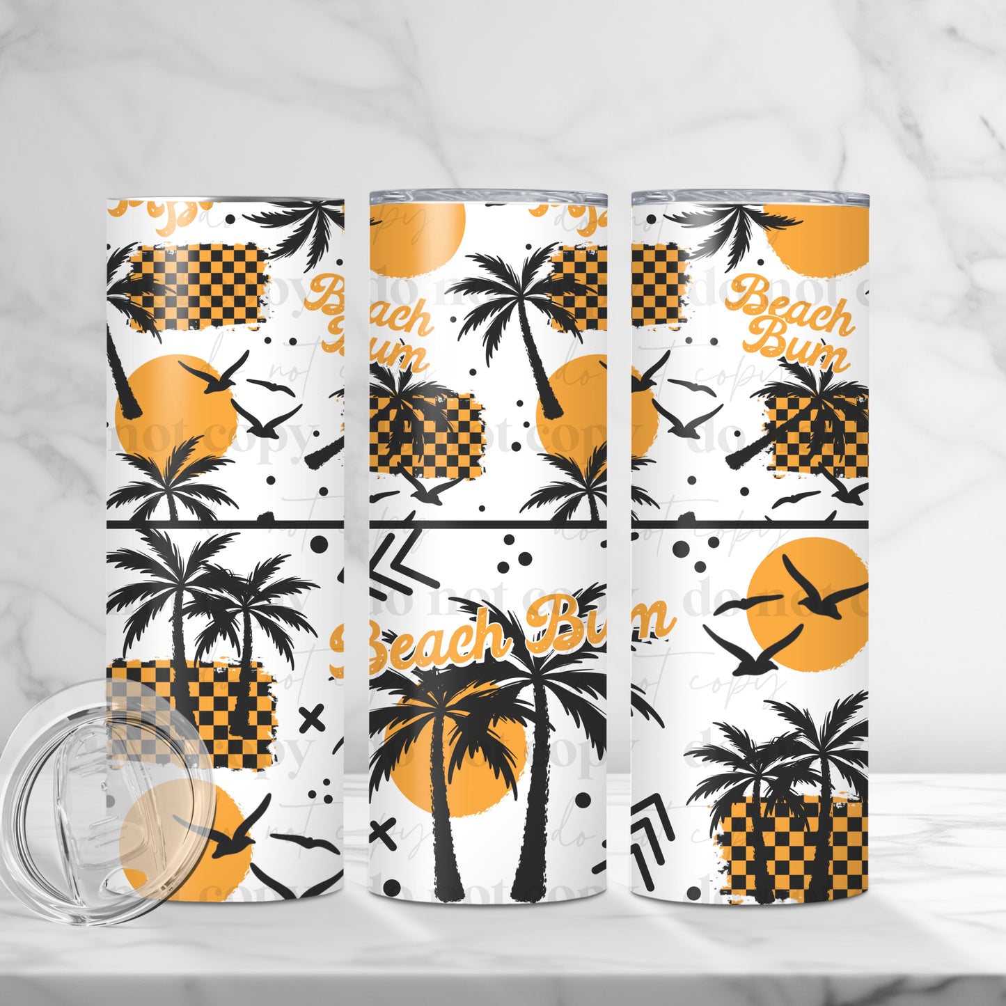 Beach Bum (Orange) 20oz Skinny Tumbler Sublimation Print