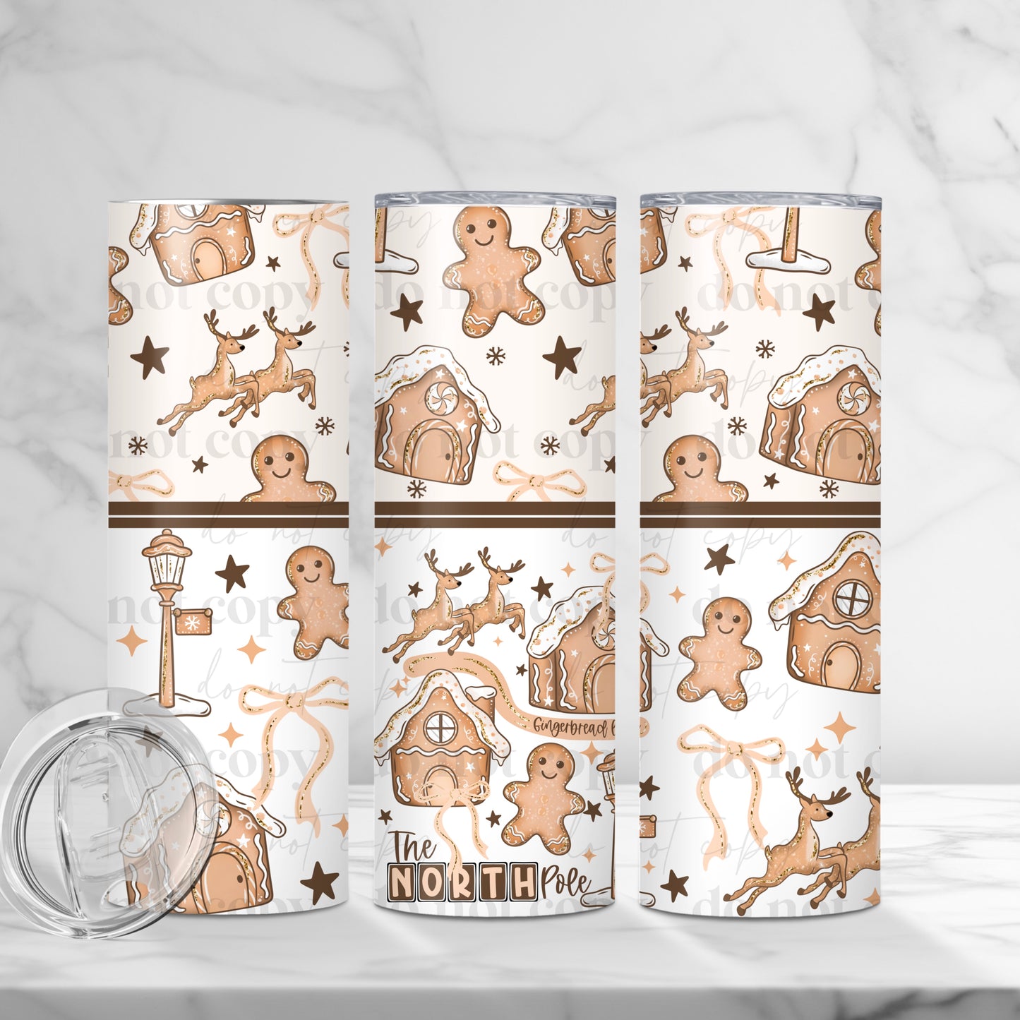The North Pole Gingerbread 20oz Skinny Tumbler Sublimation Print