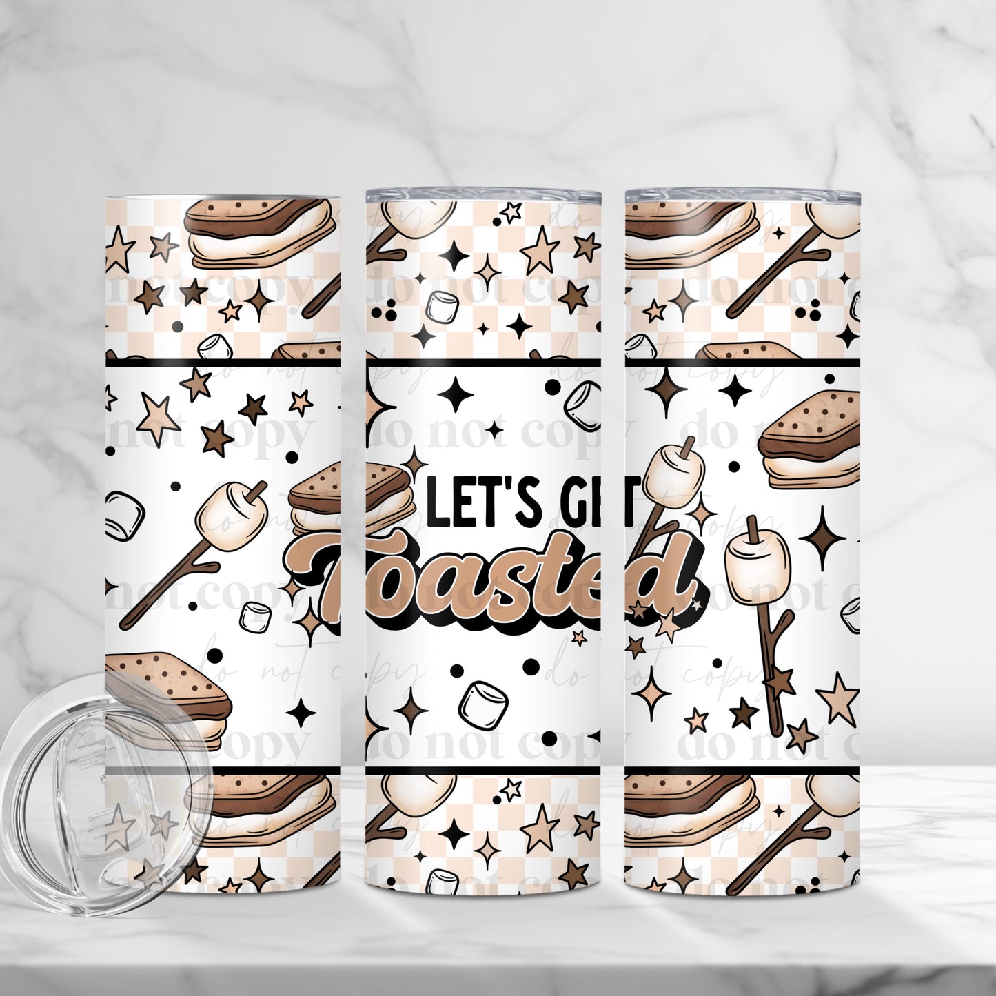 Let's Get Toasted 20oz Skinny Tumbler Sublimation Print