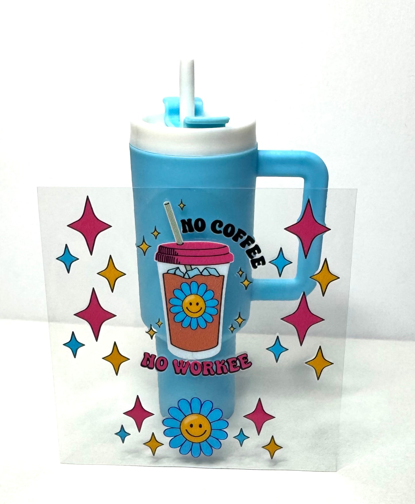 No Coffee No Workee Mini Tumbler Keychain Uv Dtf Wrap or Decal