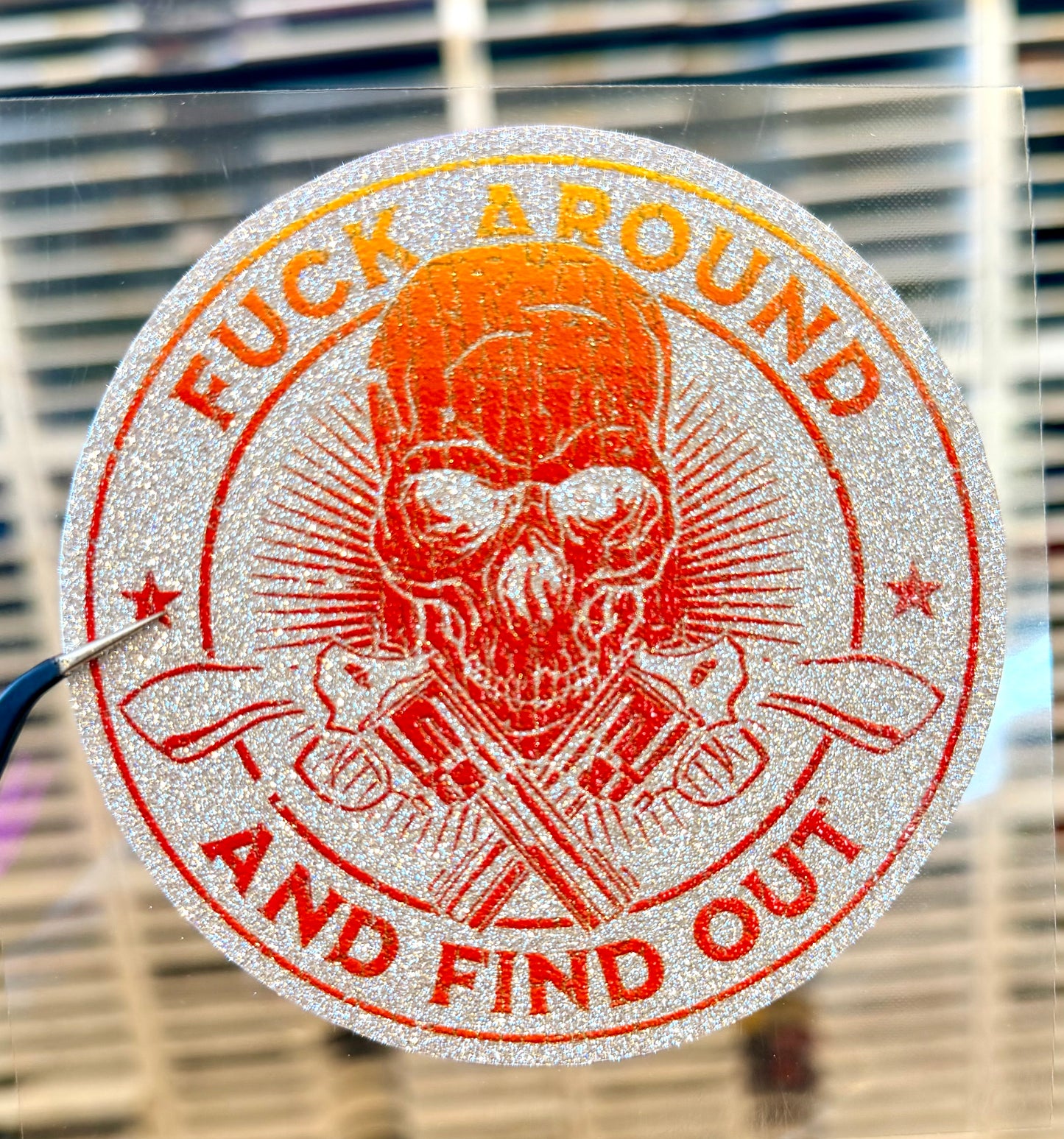 UV DTF Glitter Stickers | 3.5"–4" Textured Finish on Sparkly Silver Background – Waterproof Durable Decals for Tumblers, Laptops & More