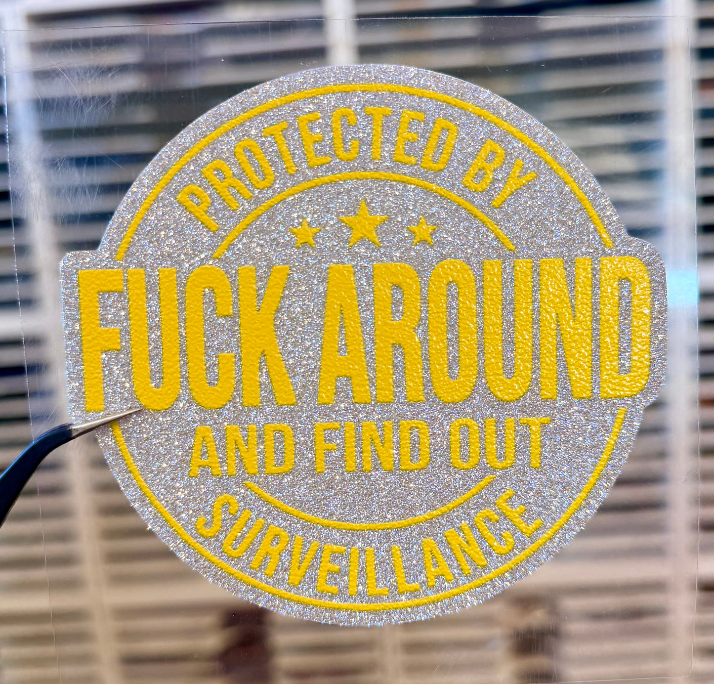 UV DTF Glitter Stickers | 3.5"–4" Textured Finish on Sparkly Silver Background – Waterproof Durable Decals for Tumblers, Laptops & More