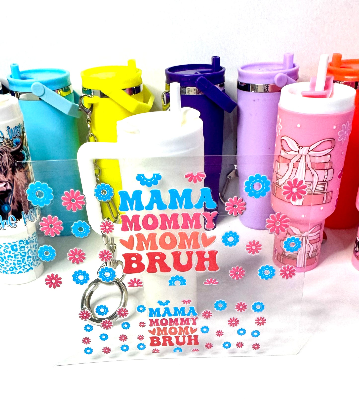 Mama Mommy Mom Bruh Mini Tumbler Keychain Uv Dtf Wrap or Decal