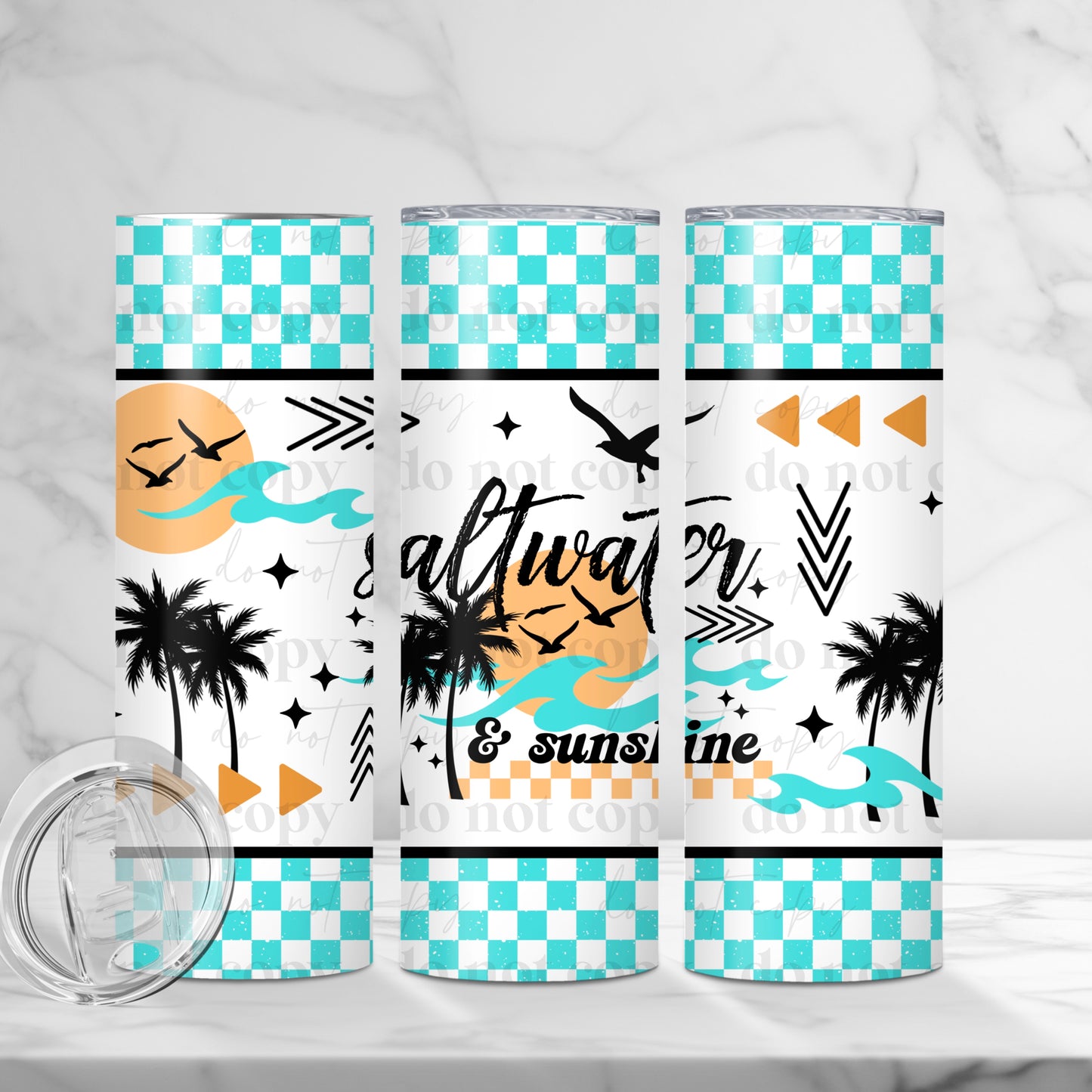 Turqoise Saltwater & Sunshine 20oz Skinny Tumbler Sublimation Print