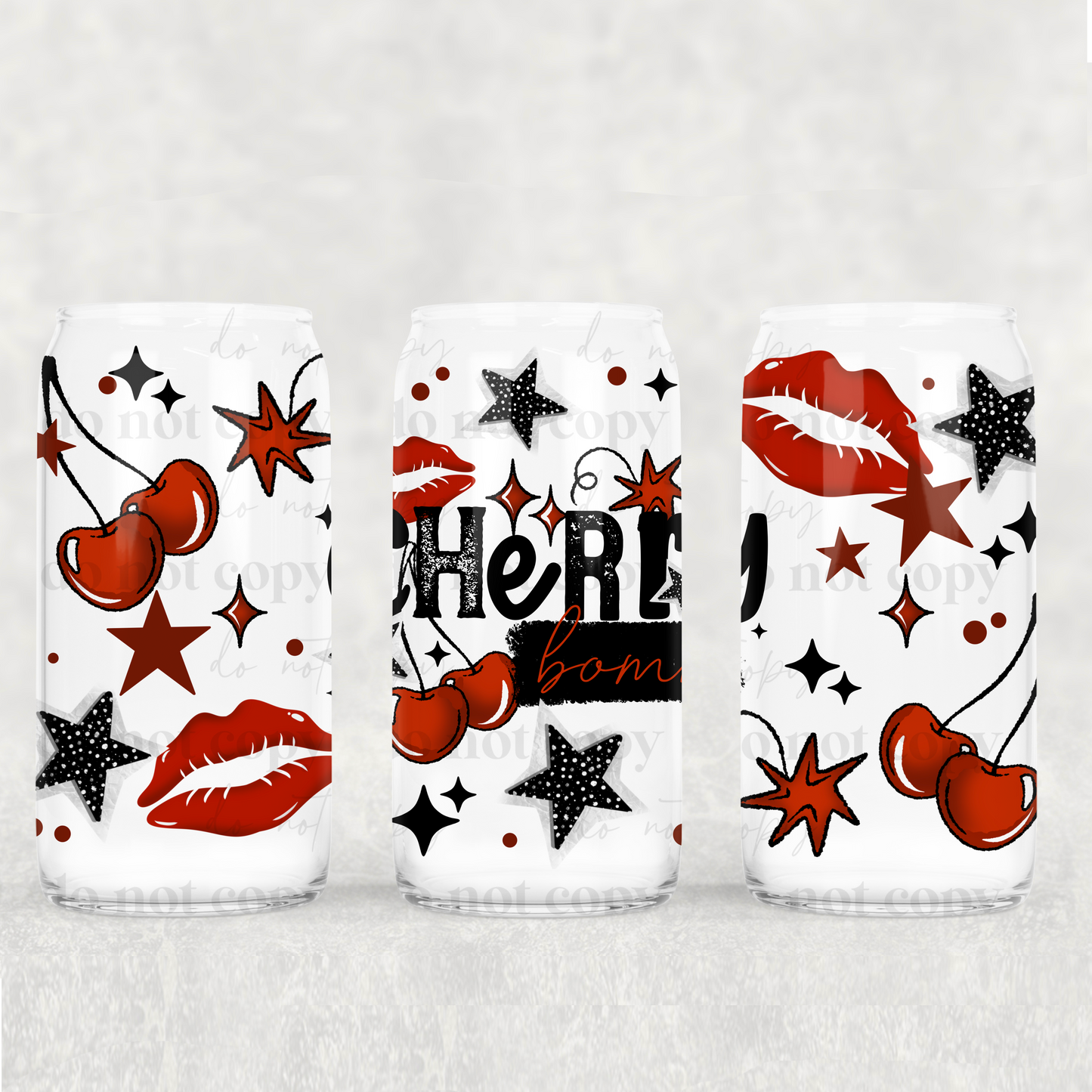 Cherry Bomb Lips & Cherries Uv Dtf Wrap Double Sided