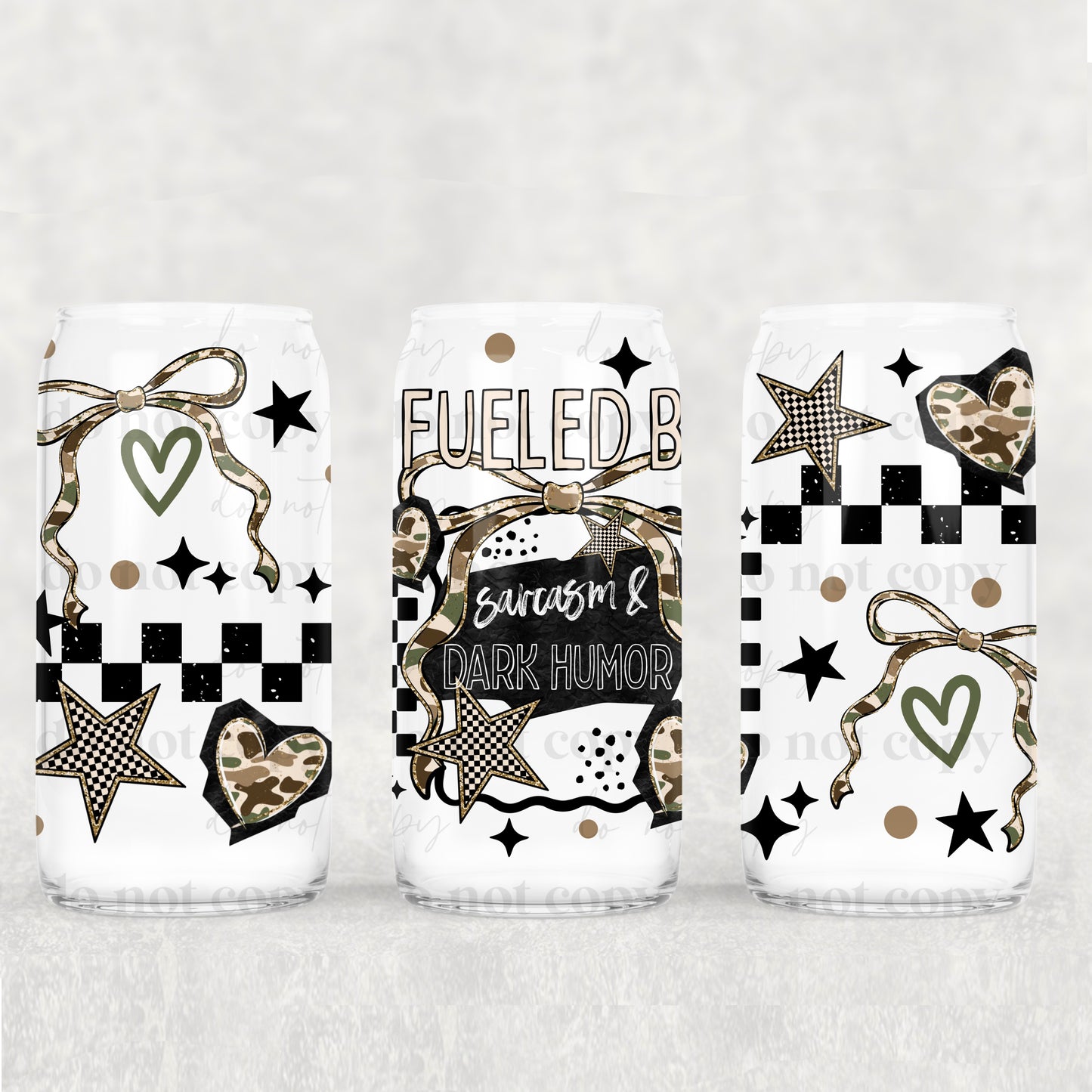 Fueled By Sarcasm & Dark Humor Uv Dtf Wrap Double Sided