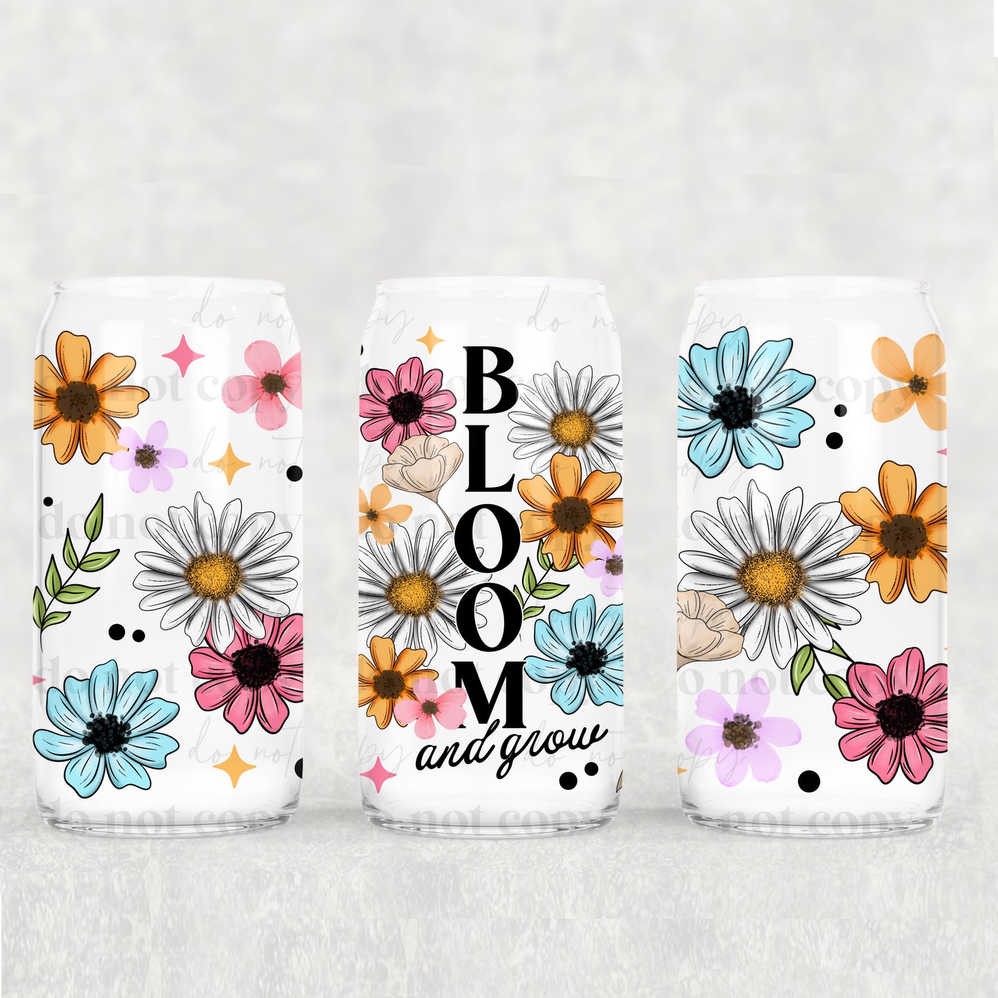 Bloom And Grow Pretty Flowers Uv Dtf Wrap Double Sided