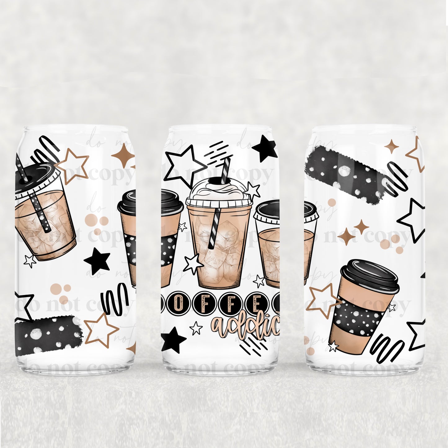 Coffee Addict Uv Dtf Wrap Double Sided