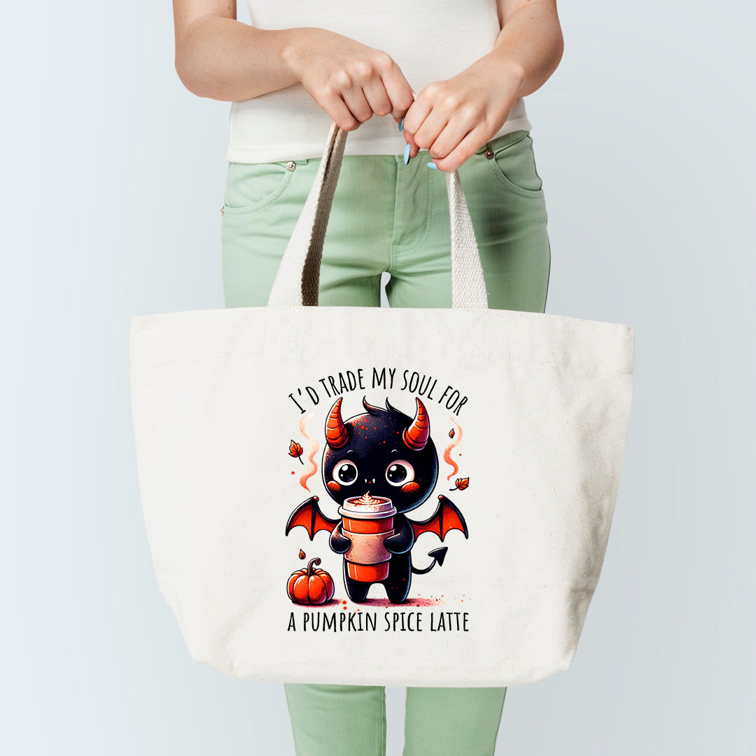I'd Trade My Soul Pumpkin Spice Tote Bag Sublimation Print