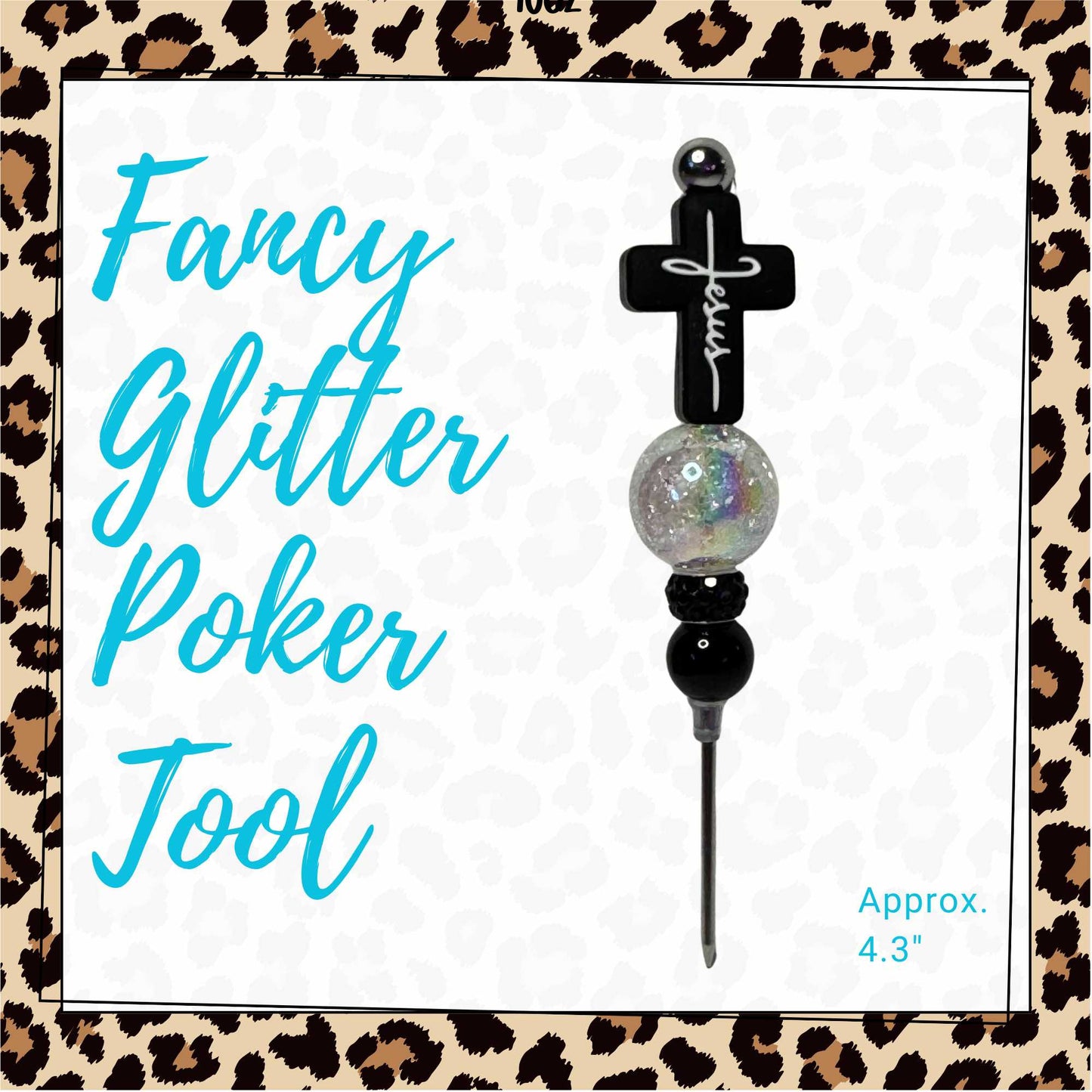 Fancy Beaded Glitter Poker Tool-Jesus Black Cross