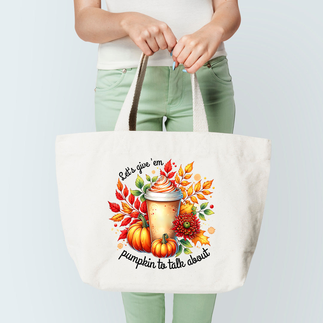 Let's Give Em Pumpkin To Talk About Tote Bag Sublimation Print