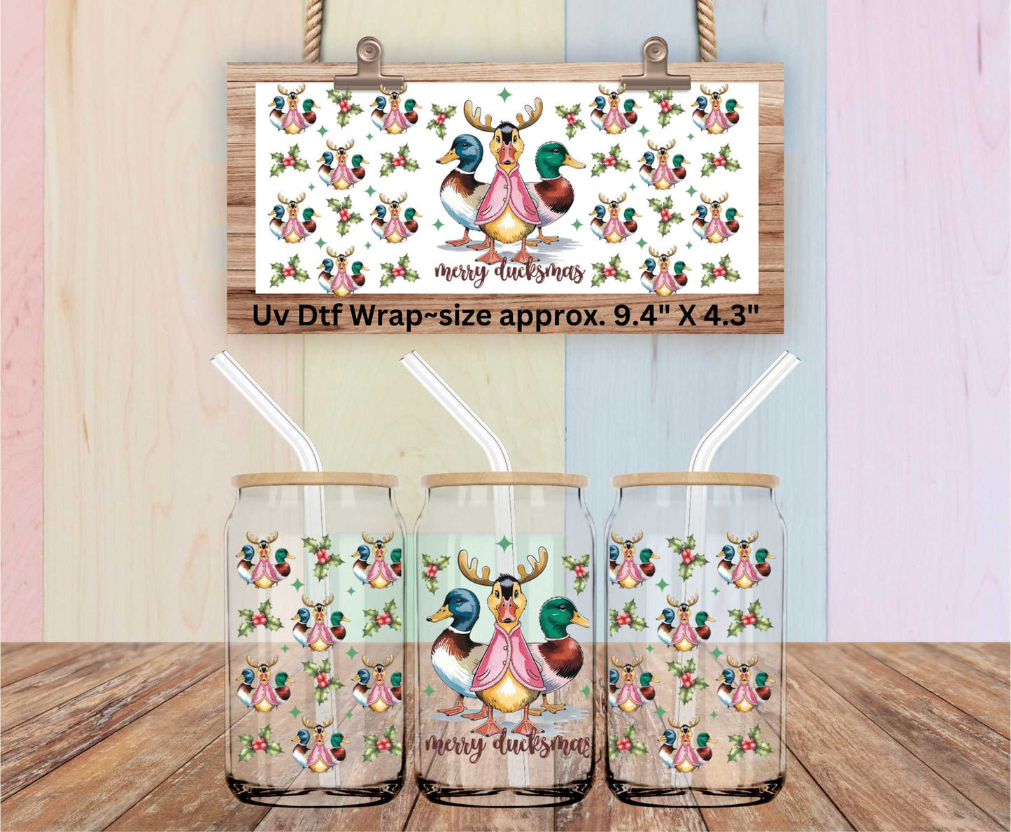 Merry Ducksmas Uv Dtf Wrap Christmas Ducks