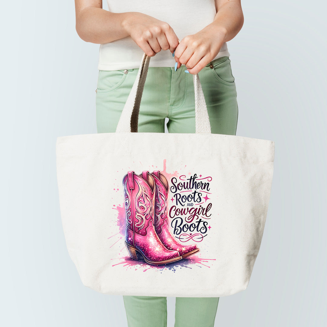 Southern Roots & Cowboy Boots Tote Bag Sublimation Print