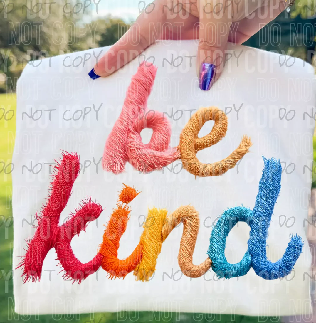 Be Kind Faux Yarn Dtf Print Transfer Youth 8"