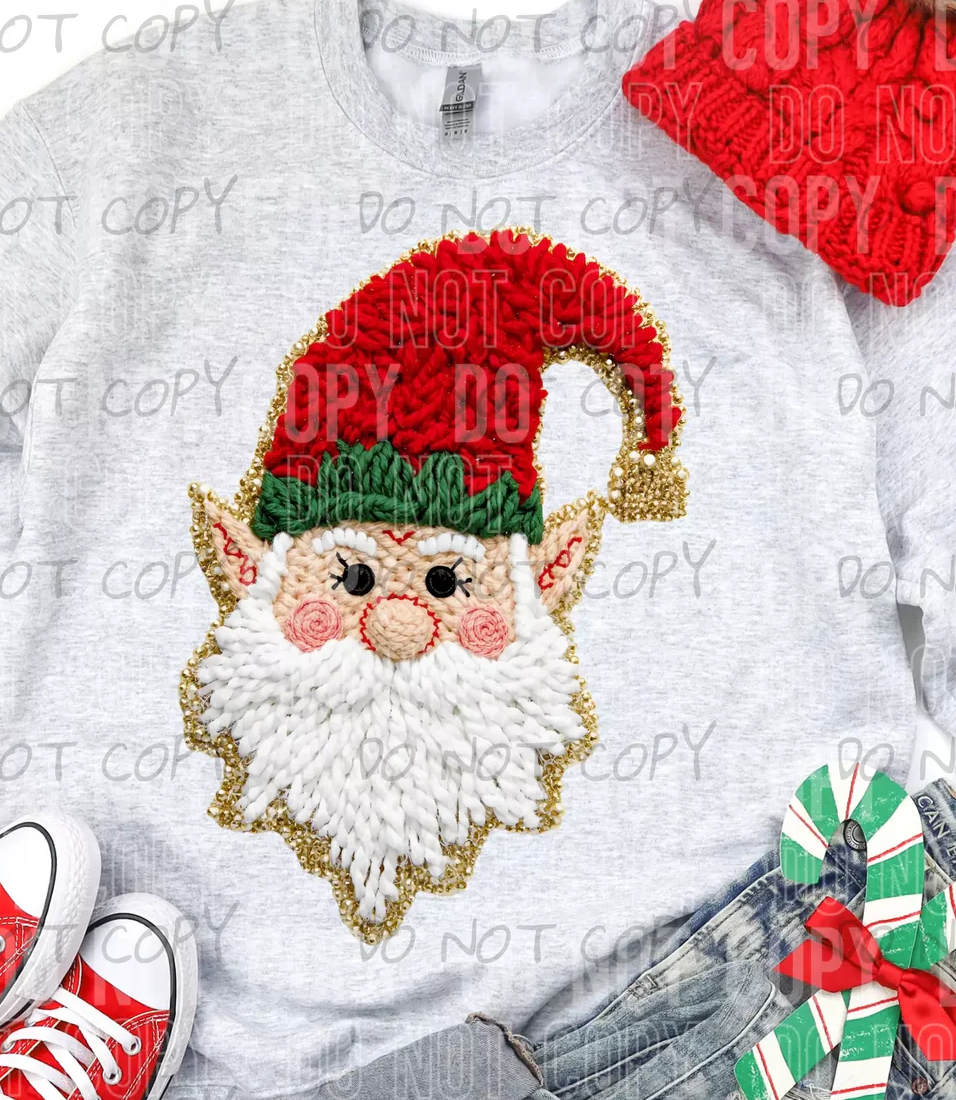 Elf Glitter Faux Yarn Dtf Print Transfer Adult 11"