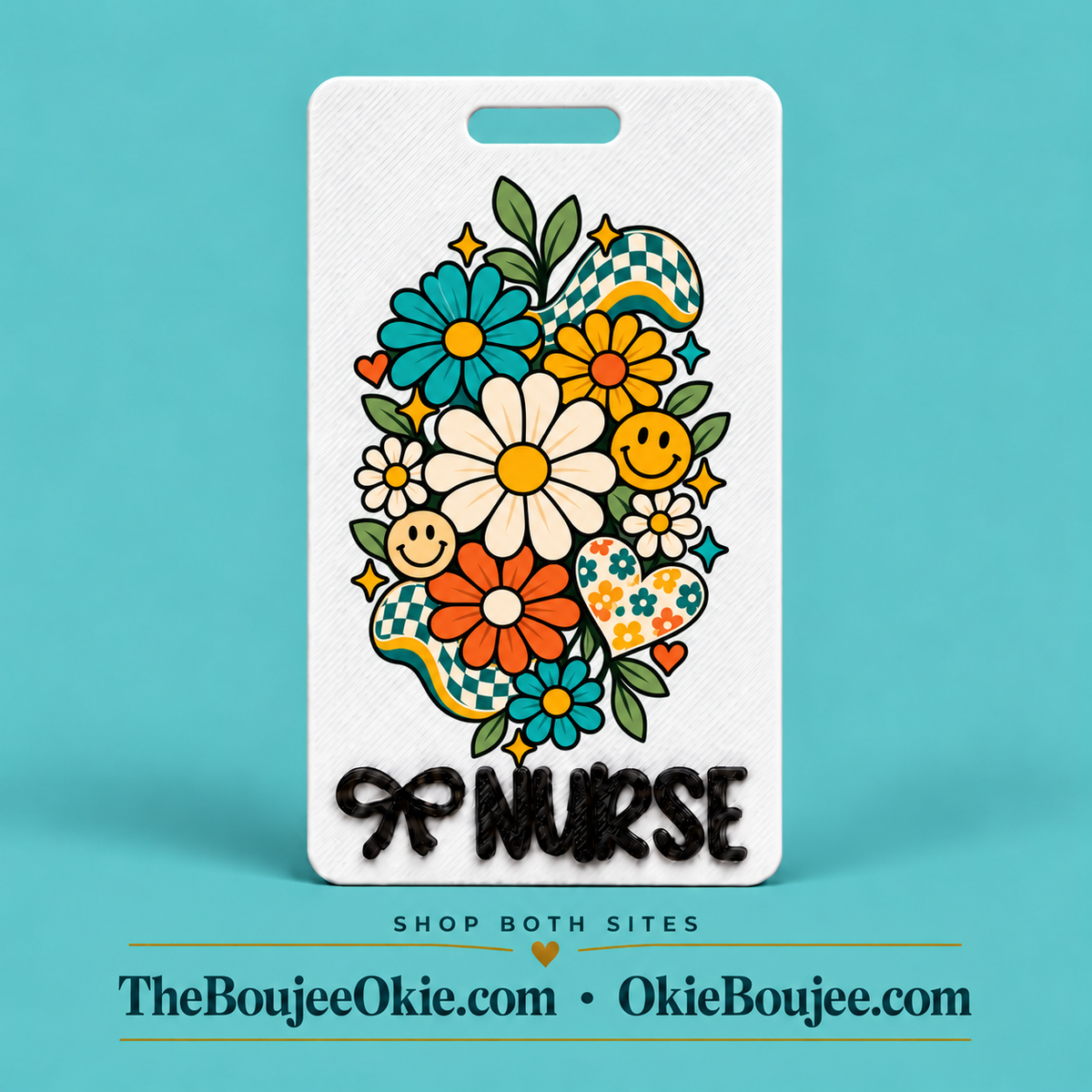 Vertical Badge Buddy UV DTF Decal | Retro Boho Floral | Nurse & Healthcare Designs | Funny & Seasonal Transfers