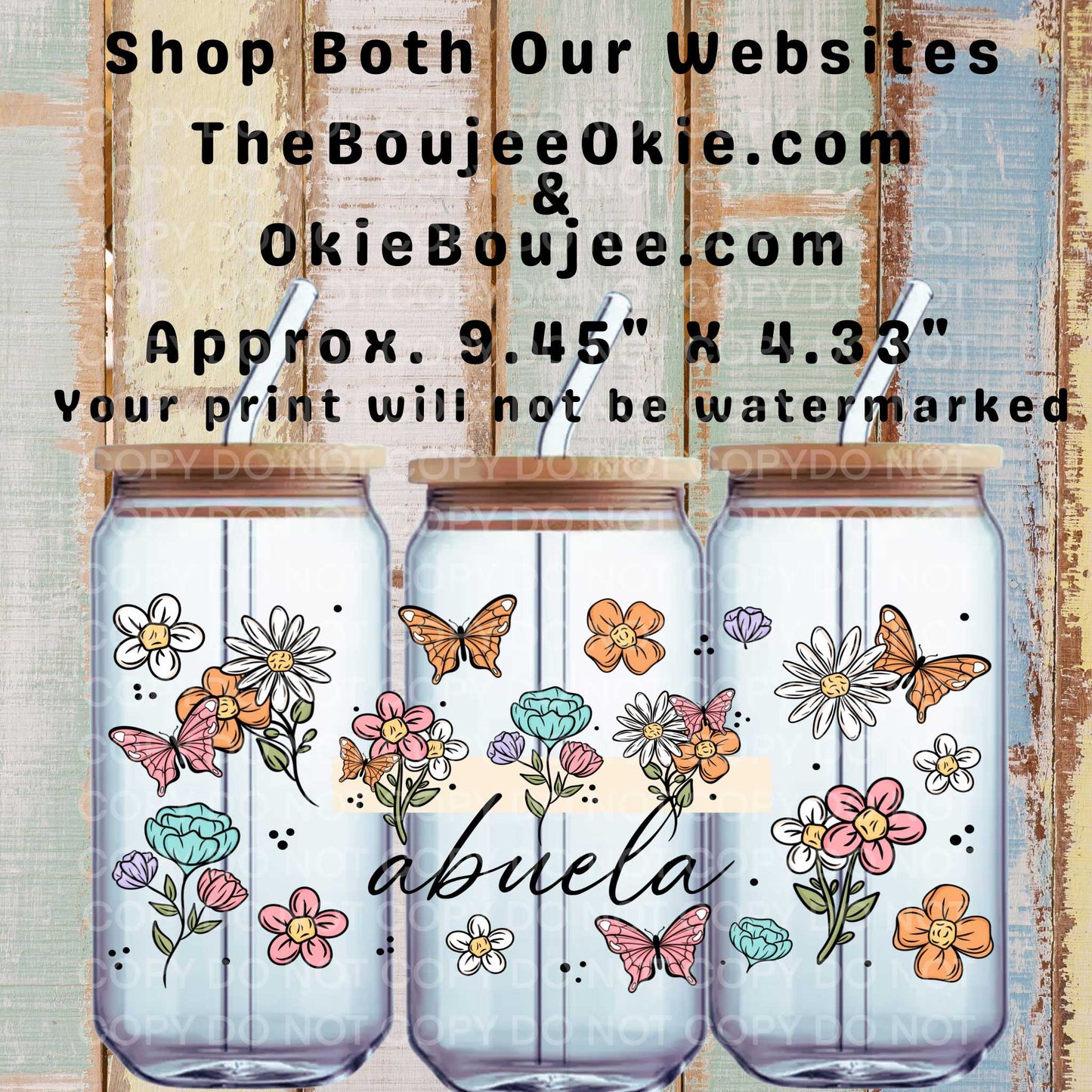 Abuela Floral Butterflies Double-Sided UV DTF Wrap