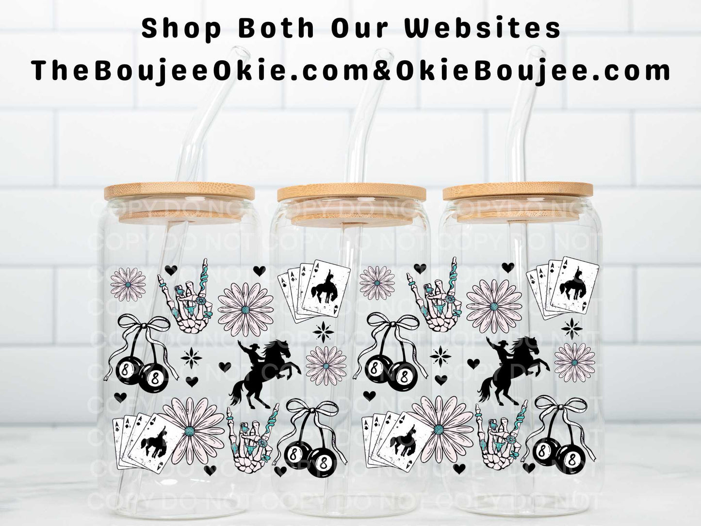 Cowboys Aces 8 Balls & Turuoise Uv Dtf Wrap Double Sided