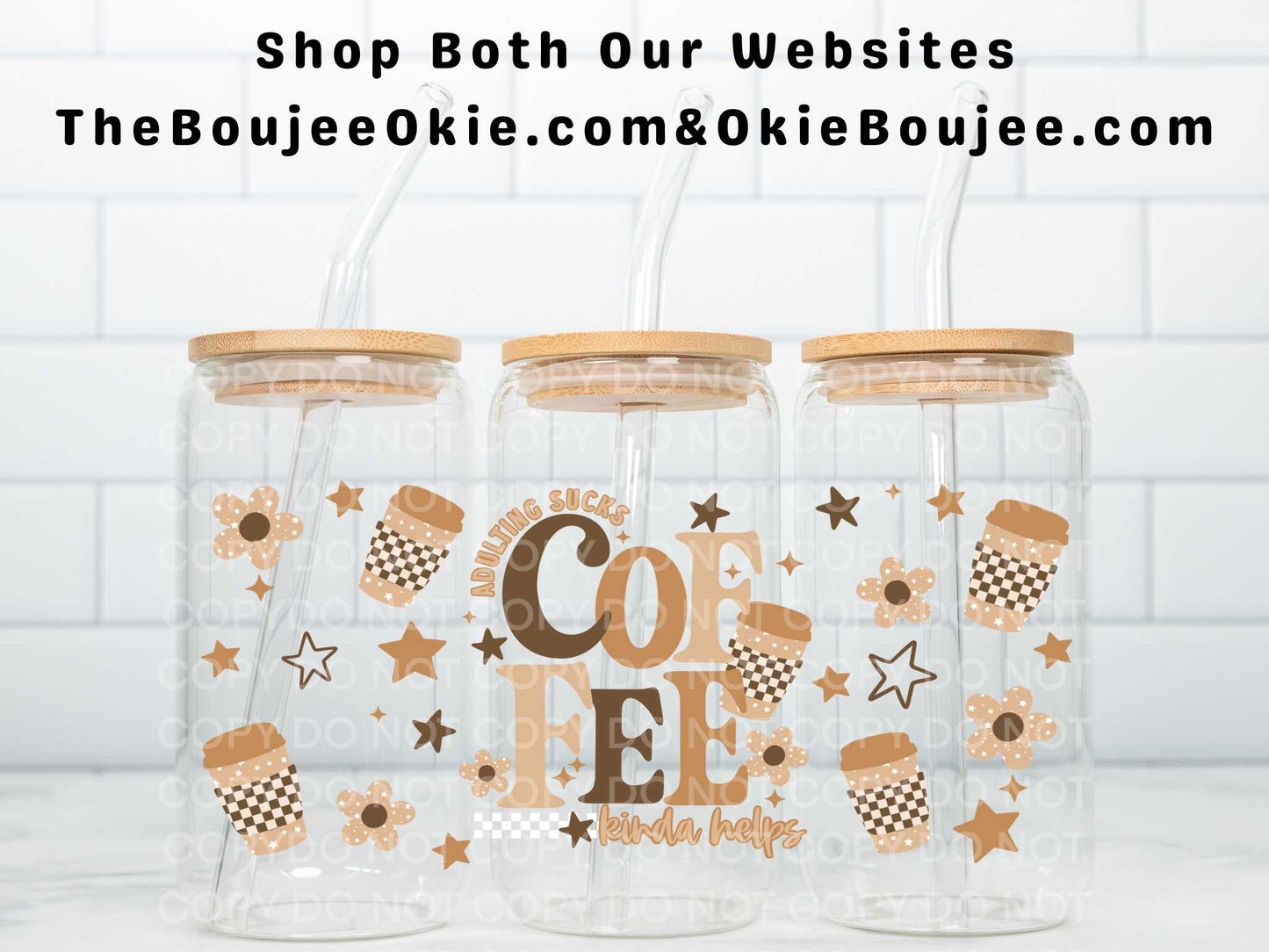 Adulting Sucks Coffee Kinda Helps Uv Dtf Wrap Double Sided