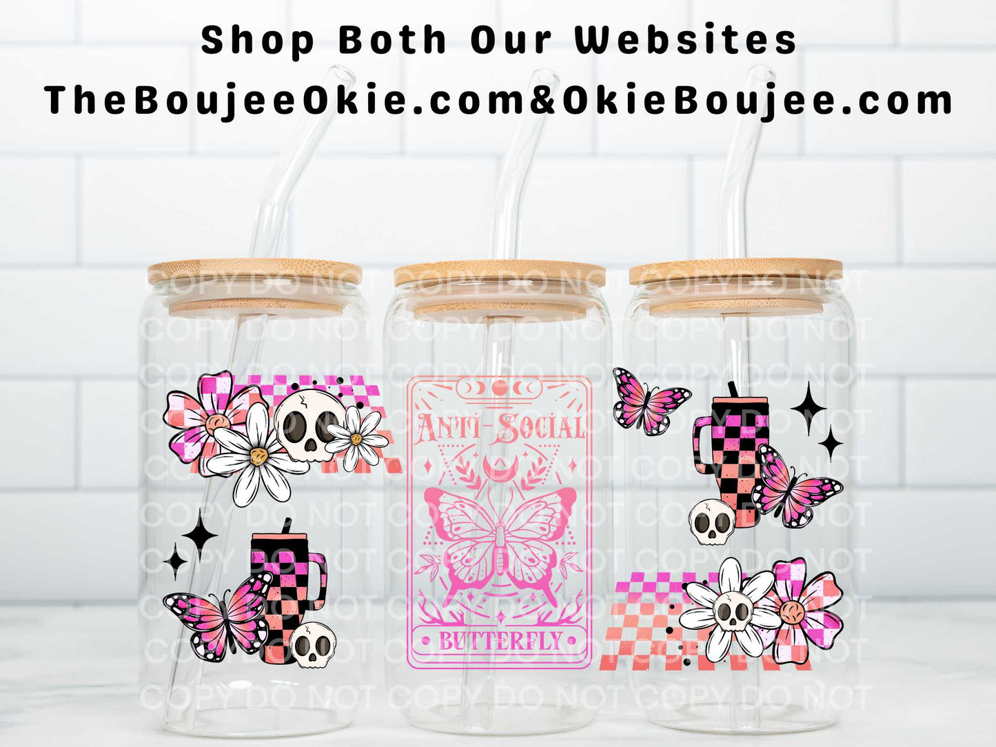 Anti Social Butterfly Uv Dtf Wrap Double Sided