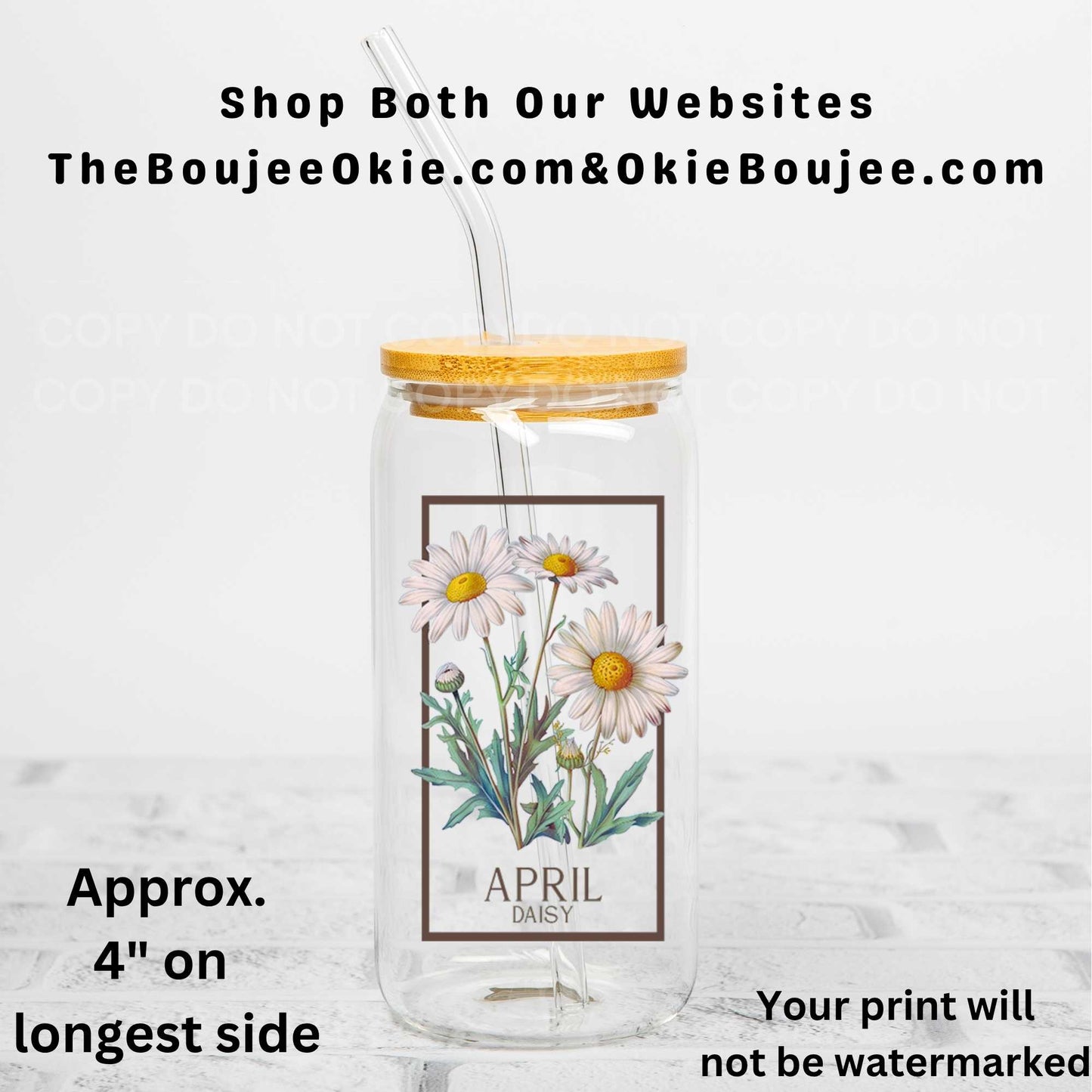 April Birth Month Flower Daisy Uv Dtf Decal Double Sided