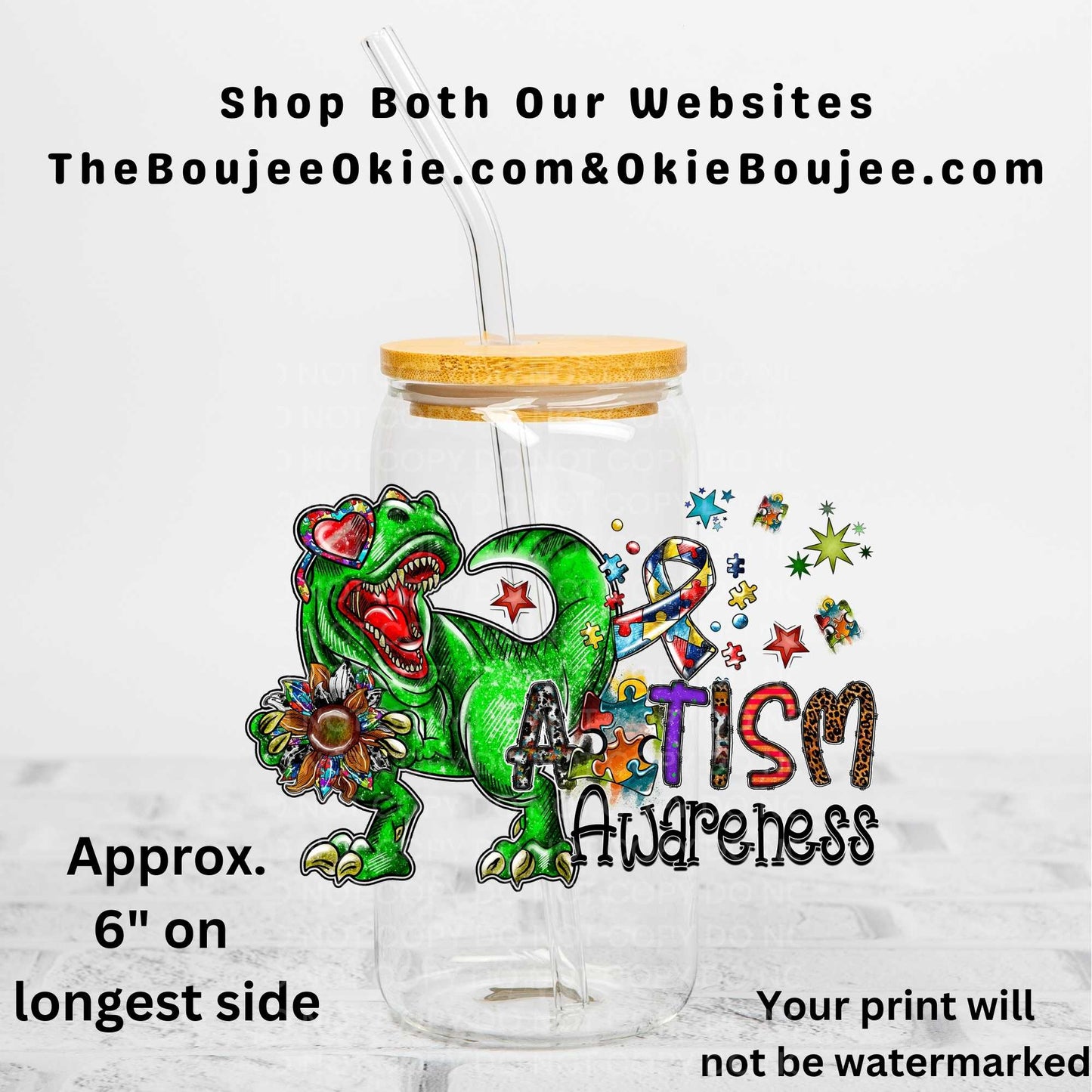 Autism Awareness Dinosaur Uv Dtf Decal