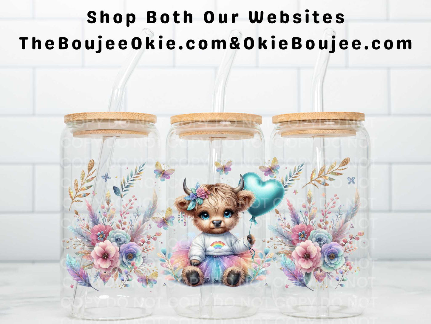 Cute Baby Highland Cow Double Sided Uv Dtf Wrap