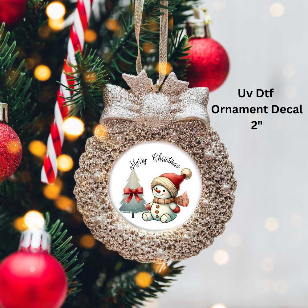 Merry Christmas Baby Snowman Ornament or Magnet UV DTF Decal