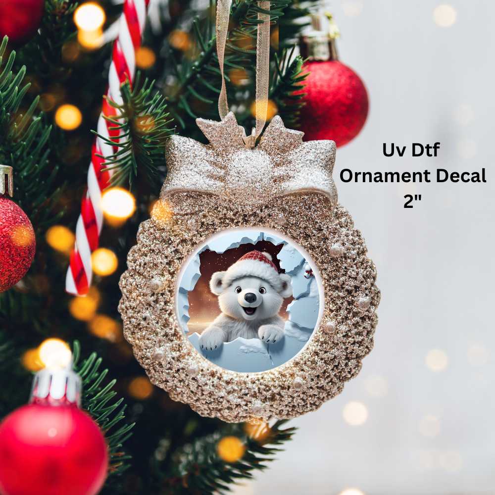 Polar Bear Christmas Ornament or Magnet UV DTF Decal