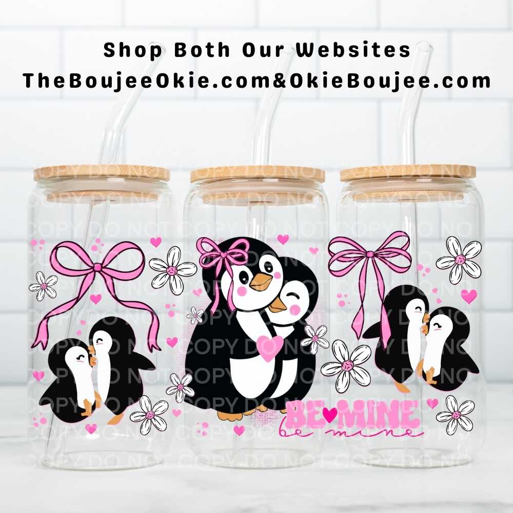 Be Mine Valentine Penguins Uv Dtf Wrap