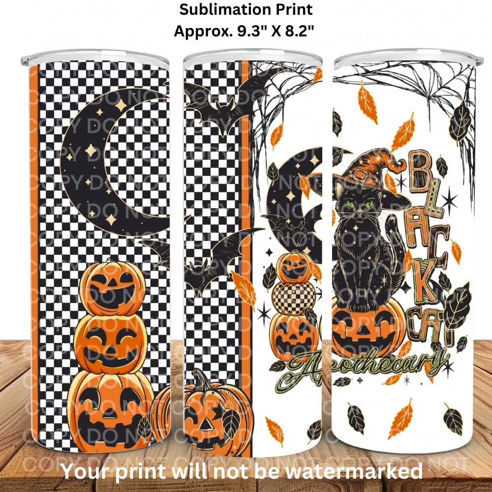 Black Cat Apothecary 20oz Skinny Tumbler Sublimation Print