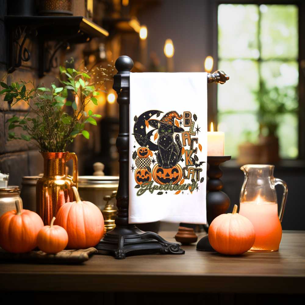 Black Cat Apothecary Towel Sublimation Print