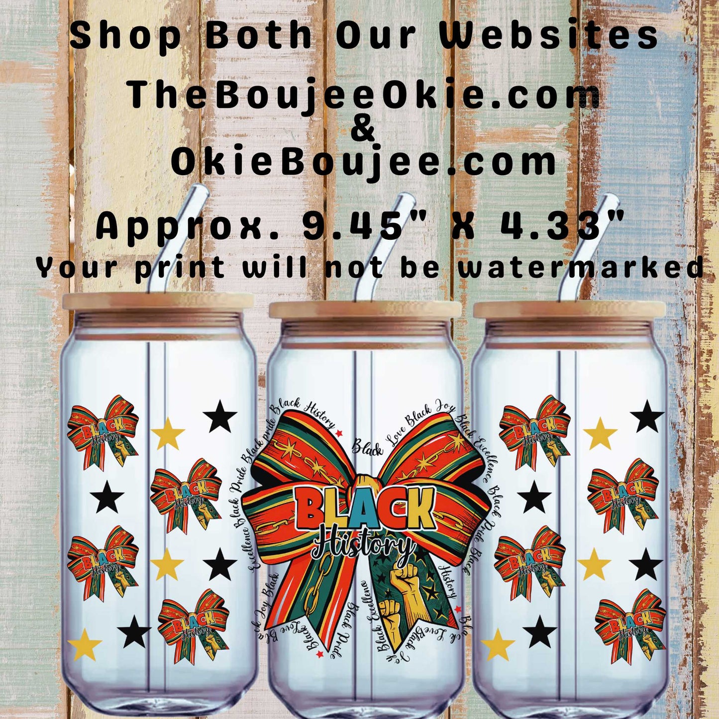 Black History Bows Double Sided Uv Dtf Wrap