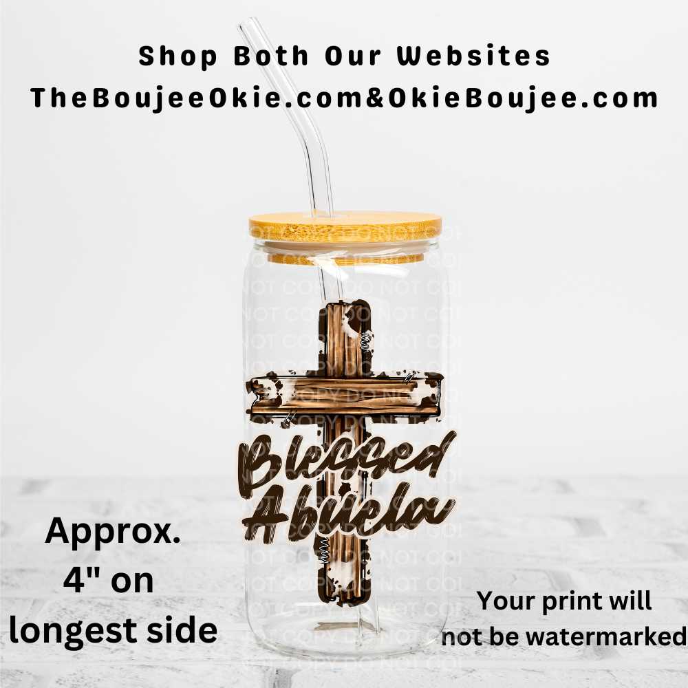 Blessed Abuela Western Cross Uv Dtf Decal Double Sided