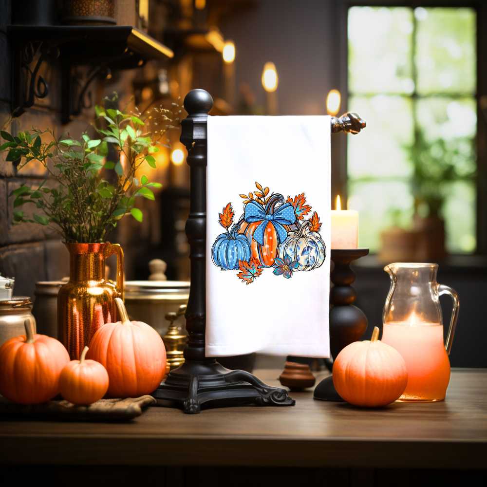 Blue Fall Pumpkins Towel Sublimation Print