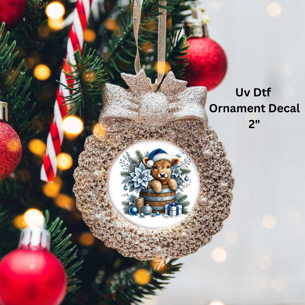 Highland Cow Christmas Ornament or Magnet UV DTF Decal