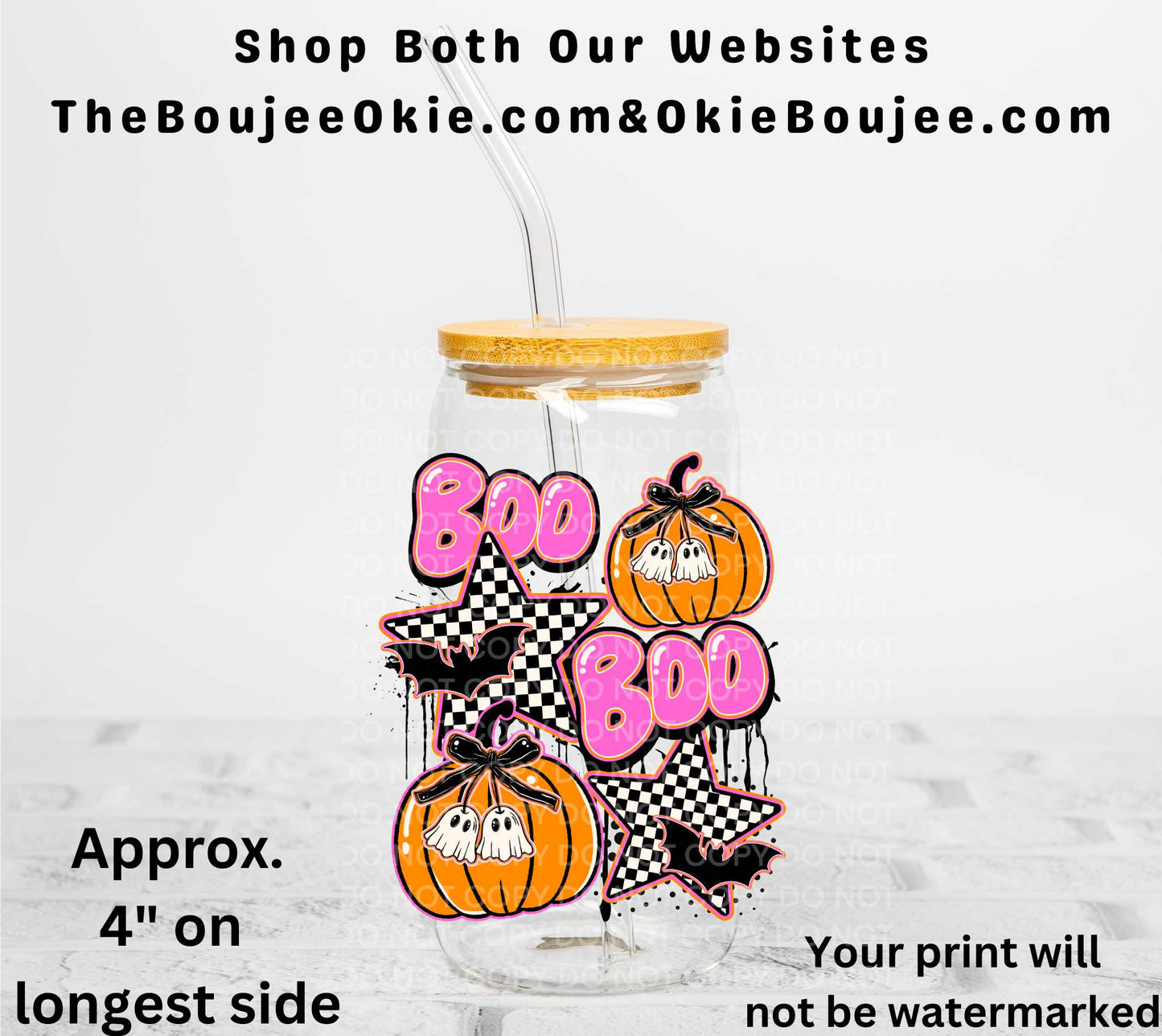 Boo Boo Pumpkns Bats Stars UV DTF Decal Double Sided