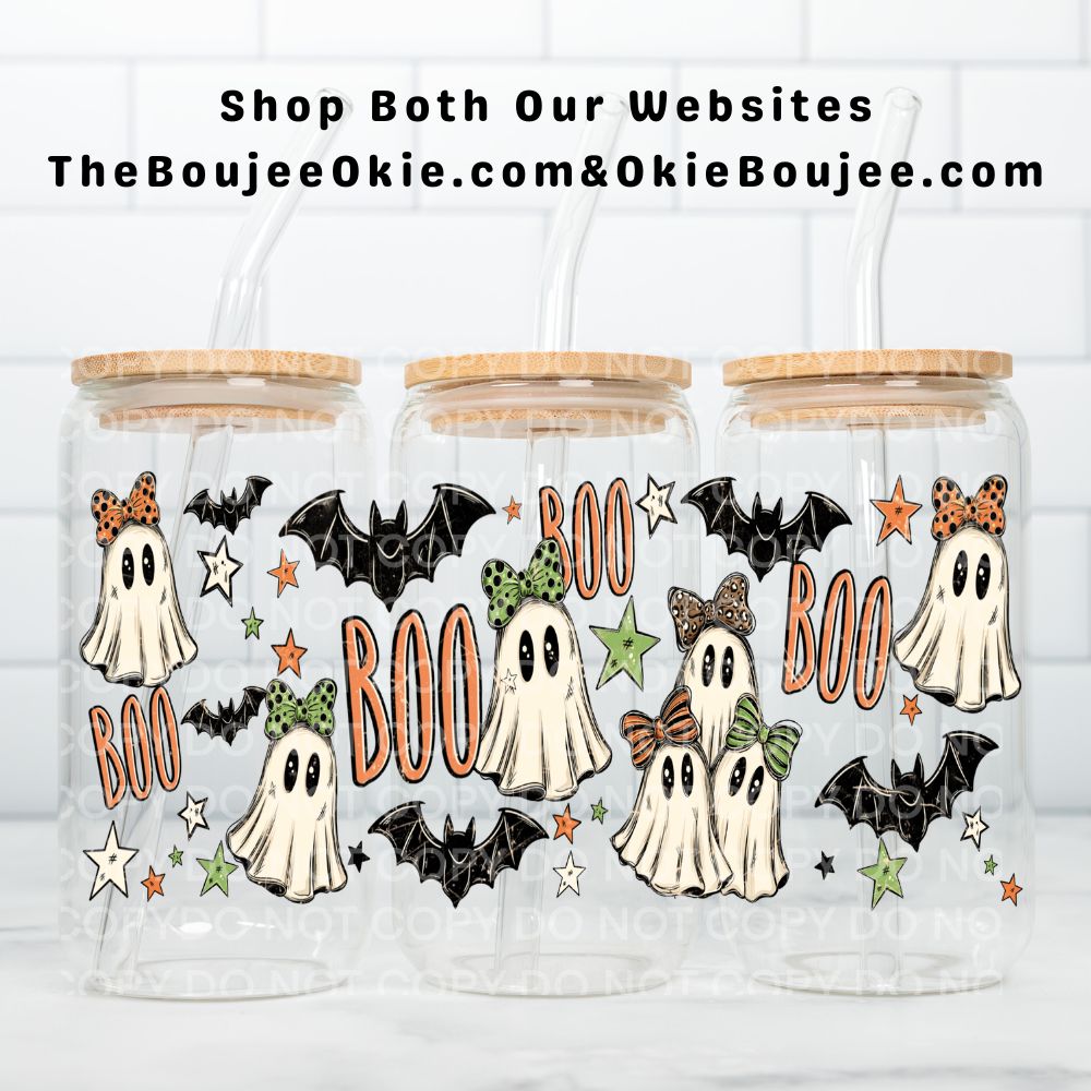 Boo Ghosts Bats Uv Dtf Cup Wrap Double Sided