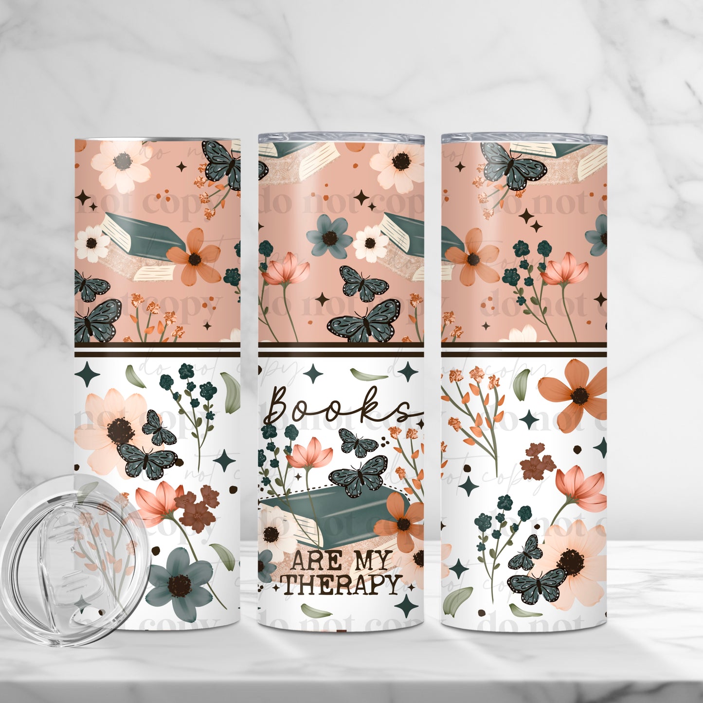 Books Are My Therapy 20oz Skinny Tumbler Sublimation Print