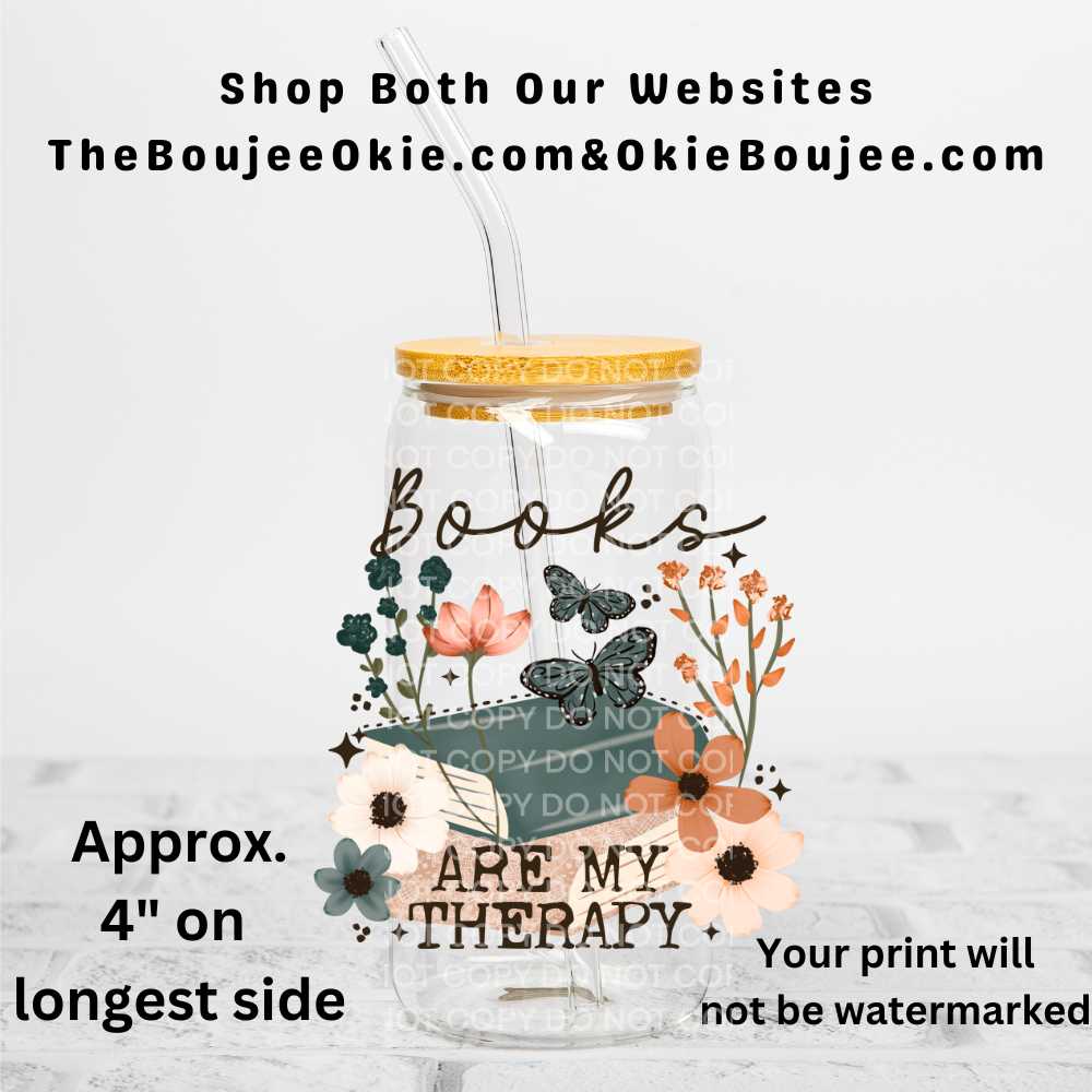 Books Are My Therapy Uv Dtf Decal Double Sided