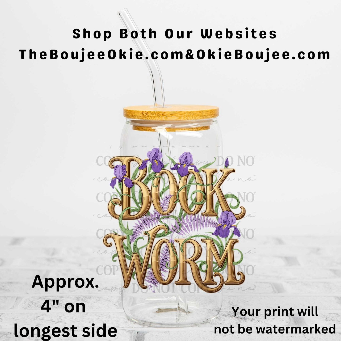 Book Worm Uv Dtf Decal Double Sided
