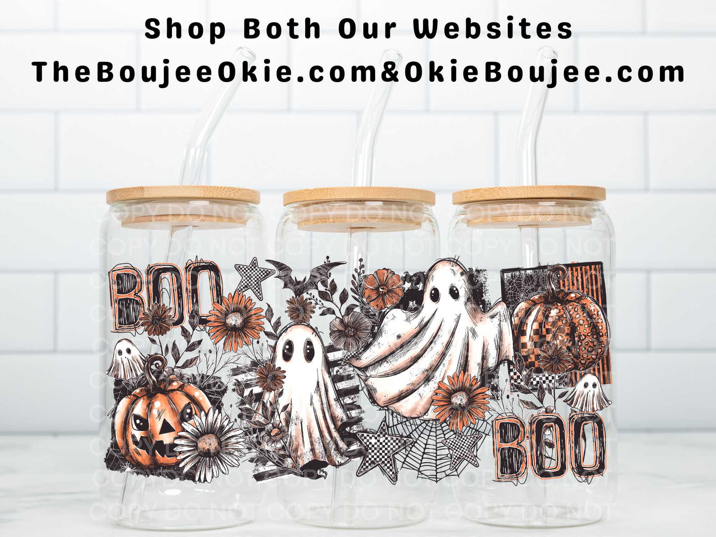 Spooky Boo Ghosts Uv Dtf Wrap Double Sided