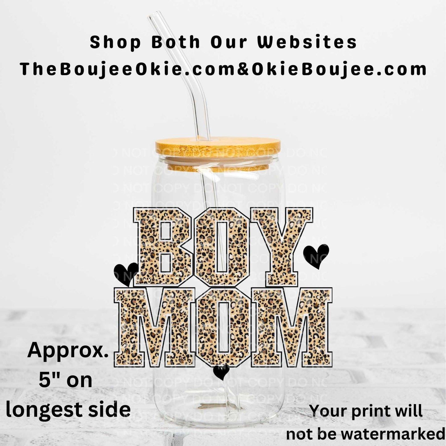 Leopard Print Boy Mom Uv Dtf Decal Double Sided