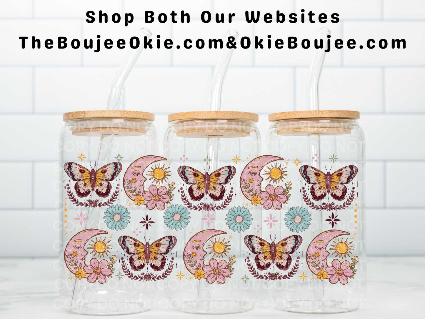 Butterflies & Moons Uv Dtf Wrap Double Sided