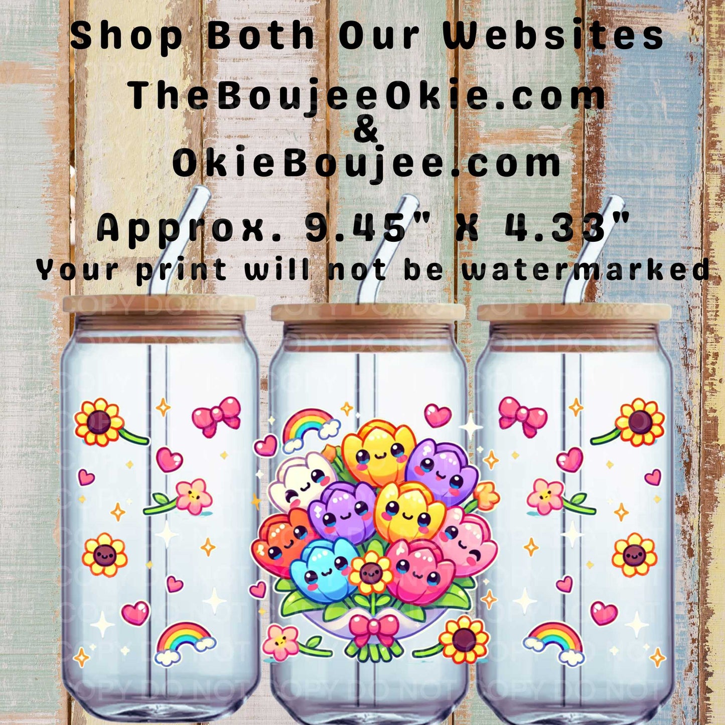 Chibi Kawaii Flowers Double Sided Uv Dtf Wrap