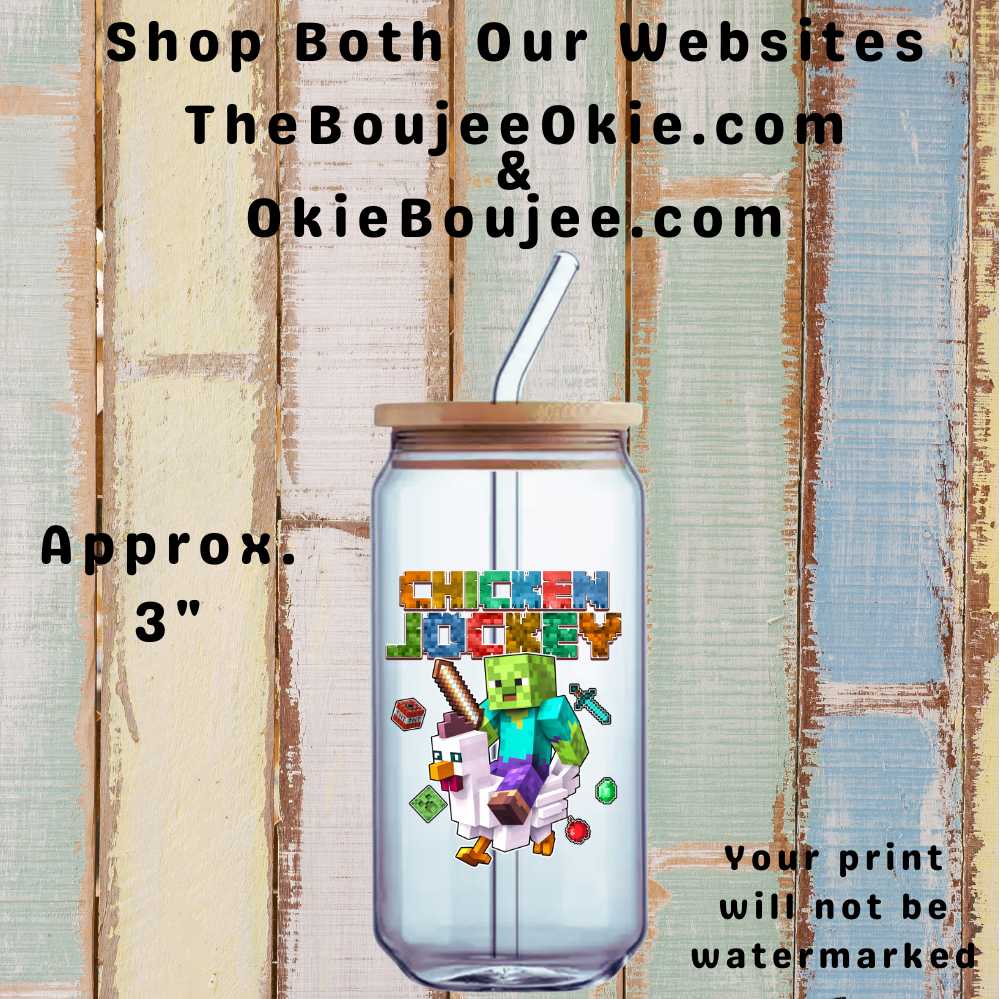 Chicken Jockey Uv Dtf Decal Choice of 2 Sizes