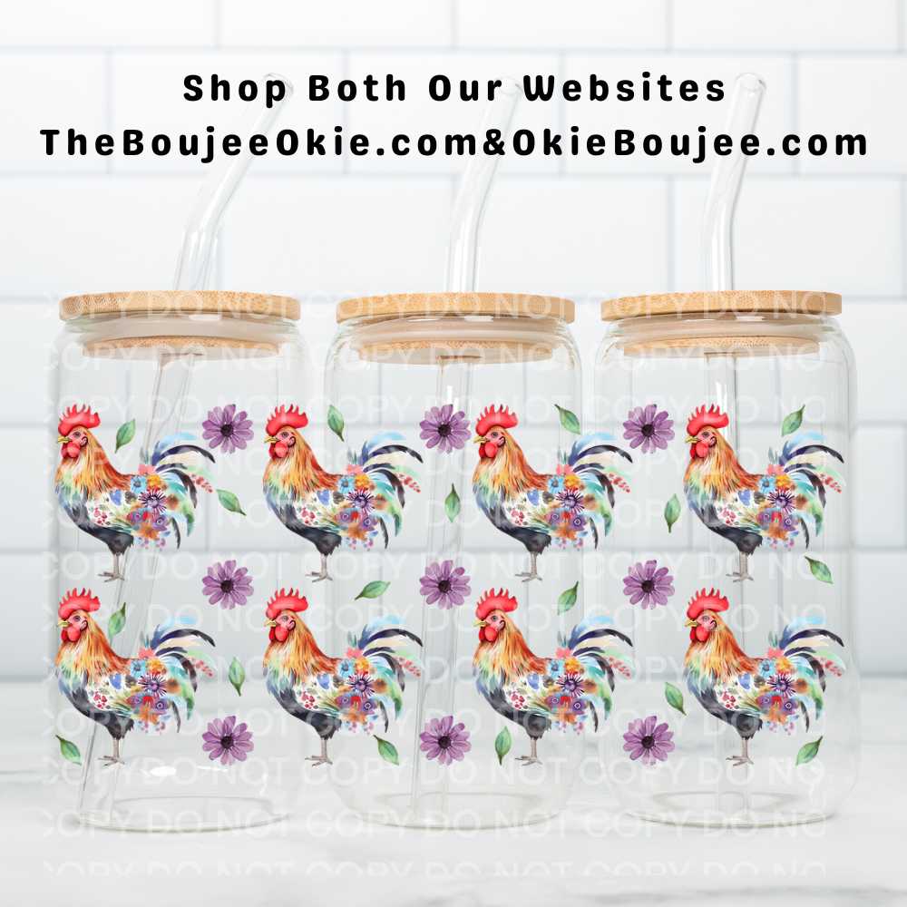 Pretty Chickens UV DTF Wrap Or Elements & Clip Art Sheet – Double Sided Cup Wrap Size